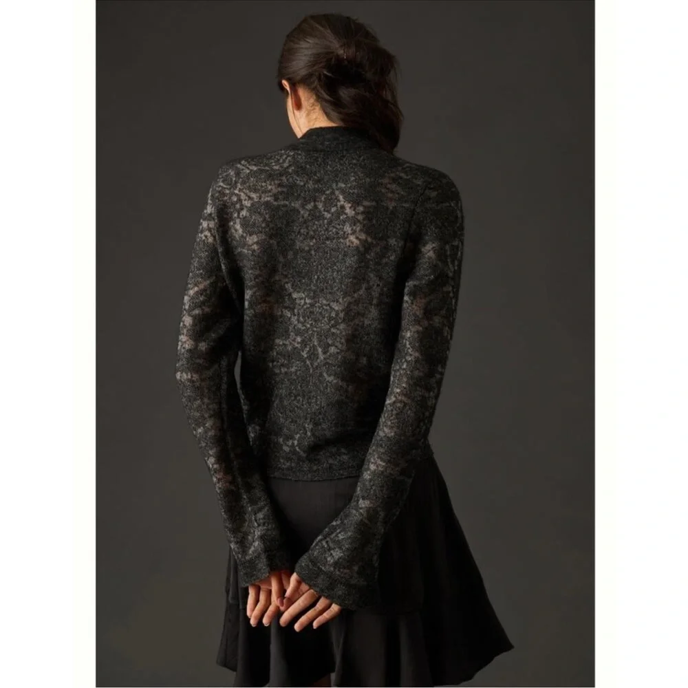 Anthropologie Hanna Lace Merino Wool Mock Neck Sweater in Black, Women's Small - Picture 6 of 9